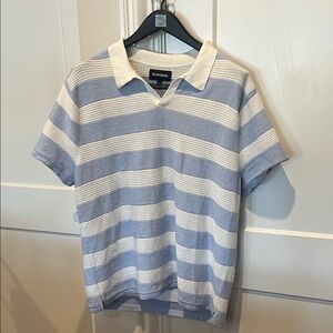 Bonobos Men's Knit Polo in Blue and White Stripes - Size XL